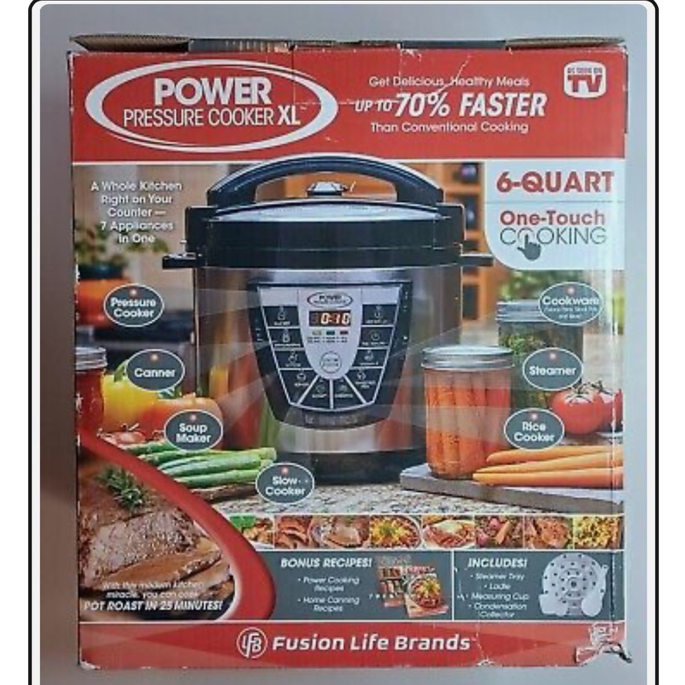 Power Pressure Cooker XL 6 Quart Fusion Life Brands NEW/OPEN BOX As Seen On TV